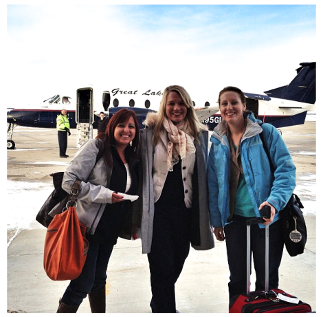 Prairie Sisters and our small plane! Photo courtesy Katie Pinke